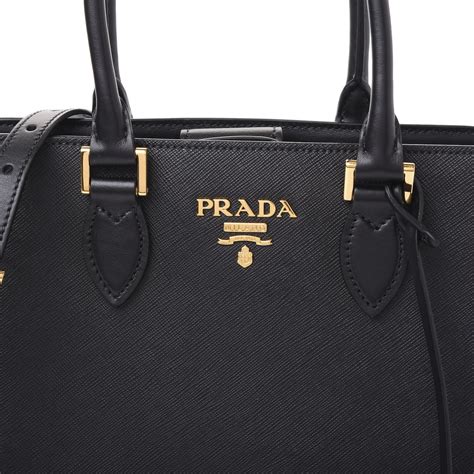 PRADA Saffiano Soft Calfskin Tote Black.